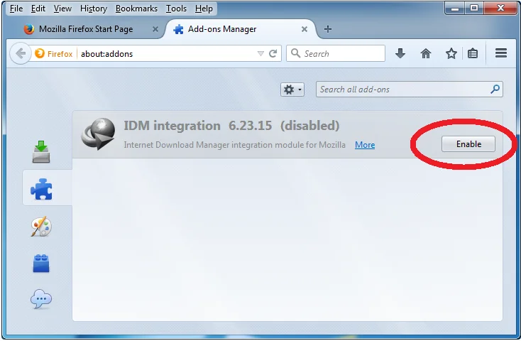 تمكين وتعطيل تكامل IDM مع مستعرض الإنترنت Mozilla Firefox
